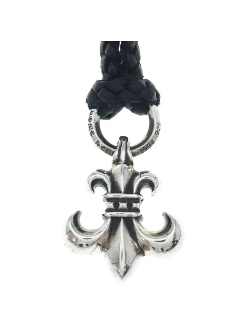 Chrome Hearts BS Fluer BC BS Flare Leather Blade Bolo Chip Necklace Black Silver